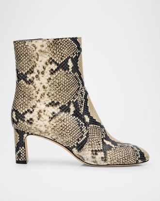 Stuart Weitzman Babette Snake-Printed Leather Booties