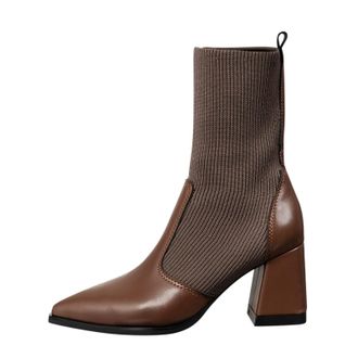 Generic Winter Women Ankle Boots Autumn Winter Chunky Block Heel Pointed Toe Casual Solid Color Fashion Footwear Comfortable Durable Versatile Everyday Wear (