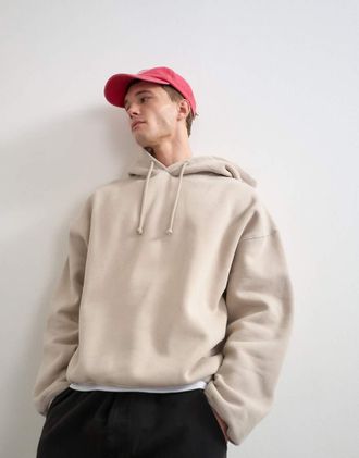Topman felpa con cappuccio taglio squadrato invecchiata washed stone-Neutro
