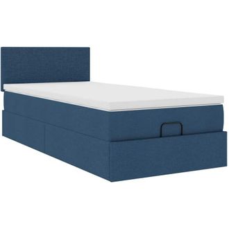 vidaXL Estructura De Cama Otomana Con Colch&oacute;n Tela Azul 90x190 Cm Vidaxl