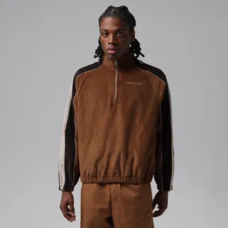 Nike Jordan Mens Jordan Flight Corduroy 1/2-Zip Top in Brown | IM9879-281