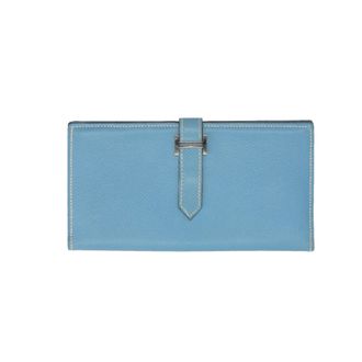 Herm&egrave;s Blue Jean Epsom Leather Long Wallet (Bi-Fold) (Pre-Owned)