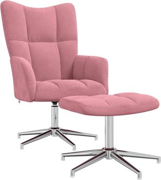 vidaXL Sill&oacute;n De Relax Con Taburete Terciopelo Rosa Vidaxl