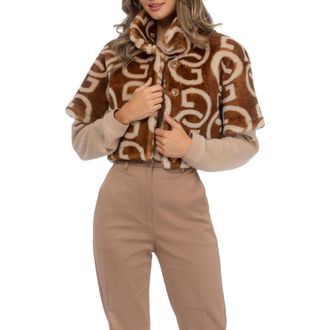 Gorski Reversible G Printed Genuine Shearling Bolero in Whiskey/palomino at Nordstrom, Size Medium