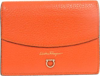 Ferragamo Black Orange Leather Wallet (Bi-Fold) (Pre-Owned)