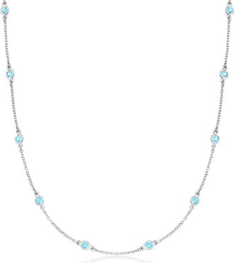 Ross-Simons Bezel-Set Swiss Blue Topaz Station Necklace in Sterling Silver
