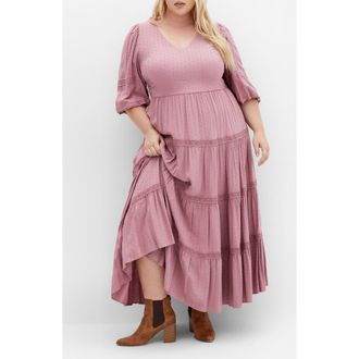 City Chic Brooklynn Tiered Maxi Dress in Blush at Nordstrom Rack, Size Xxs/12W