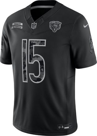 Nike Rome Odunze Chicago Bears Salute to Service Nike Mens Dri-FIT NFL Limited Jersey in Black | SSLM00AF36-RR9
