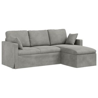 vidaXL Sof&aacute; Gris Claro 198 X 134 X 80 Cm Terciopelo Vidaxl