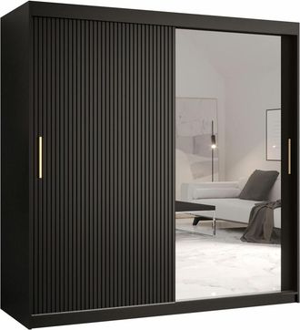 Mirjan24 Mobilier1 - Armario Elblaru 128, Negro, 200x180x62cm, Puertas De Armario: Correderas, N&uacute;mero De Estantes: 0