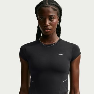 Nike Womens Swift Dri-FIT Seamless Short-Sleeve Running Top in Black | IM7538-010