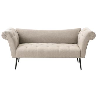 Beliani Chaise Longue Doble Tapicer&iacute;a De Tela Acolchada Marr&oacute;n Claro Nantilly