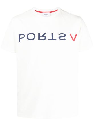 Ports V logo-print T-shirt - men - Cotton/Polyester - M - White
