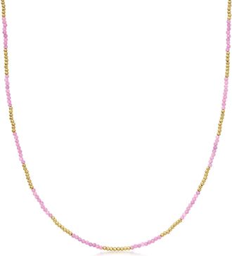 Ross-Simons 13.00- Pink Tourmaline and 10kt Yellow Gold Bead Necklace