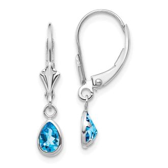 Diamond2Deal 14k White Gold 6x4mm Blue Topaz/December Earrings