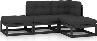 vidaXL Juego De Muebles De Jard&iacute;n 4 Pzas Y Cojines Madera Pino Maciza Vidaxl