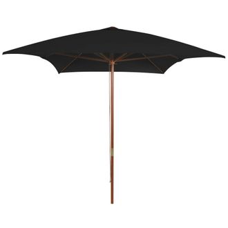 vidaXL Sombrilla De Jard&iacute;n Con Palo De Madera Negro 200x300 Cm Vidaxl
