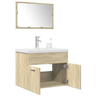 Berkfield Home 3 Piece Bathroom Furniture Set Sonoma Oak Engineered Wood in Brown
