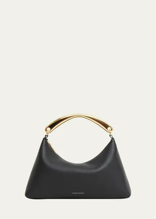 Mansur Gavriel Rhea Leather Sculptural Metal Top-Handle Bag
