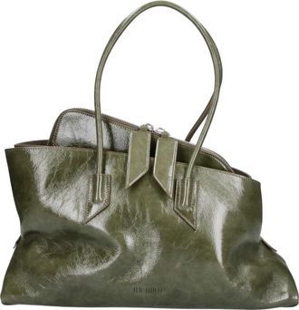 The Attico Glossy Olive Green Handbag with Structured Silhouette