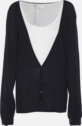 Marina Rinaldi Voyage By Marina Rinaldi Navy Blue/white Knit Shrug