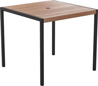 Flash Furniture Dining Table with Poly Slats - 35 Restaurant Table with Umbrella Holder Hole