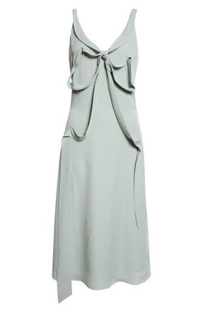 Acne Studios Dowla Bow Heavy Silk Georgette Dress in Sage Green at Nordstrom, Size 10 Us