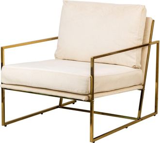 Nordlys Sillón escandinavo 1 plaza en terciopelo con patas de acero beige