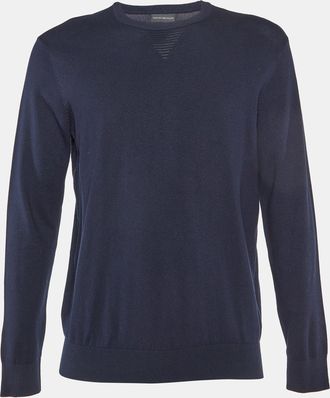 Emporio Armani Navy Blue Knit Crew Neck Sweater