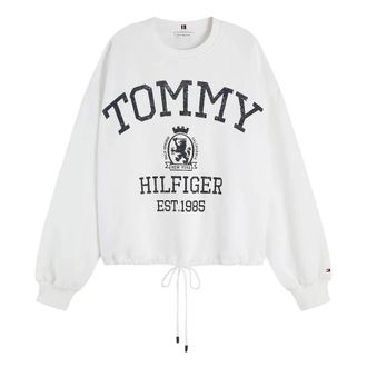 Tommy Hilfiger Hoodies & sweatvesten, Dames, Wit, XS, Katoen, Varsity Crest Mdrn Sweatshirt