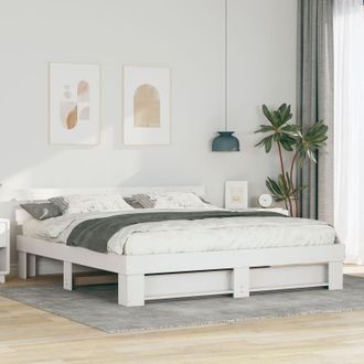 Berkfield Home with Headboard White 200 x 200 cm Solid pine wood