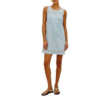 Rails Lindsey Whipstitch Detail Denim Shift Minidress in Bleached Indigo Blanket Stitch at Nordstrom, Size X-Small