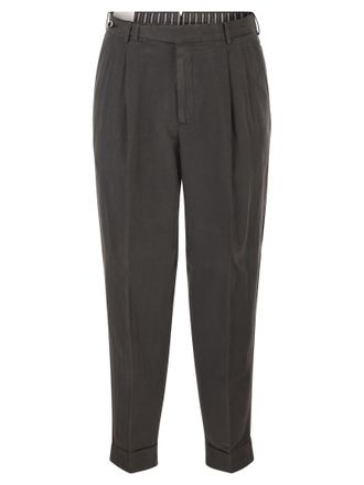 Pantaloni Torino Carrot Trousers In Lyocell And Linen Blend