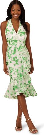 Adrianna Papell Womens Organza Jacquard Dress - Green - Size 12 UK