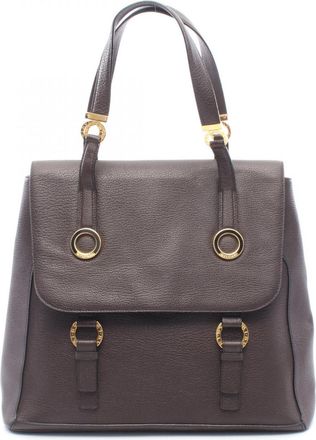Bulgari Brown Leather Handbag Tote Bag (Pre-Owned)