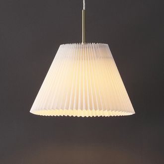 Jonathan Y Designs Alden 14.25 1-Light Classic French Country Iron LED Pendant with Pleated Shade, Brass Gold/White