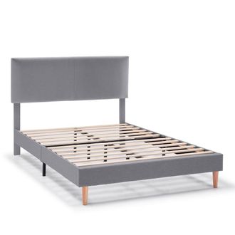 HOMN Estructura de cama tapizada de 30 cm, 150x190 cm, gris oscuro