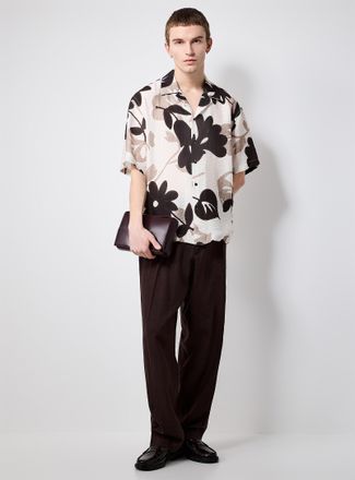 IM BRIAN Mens Linen-blend chocolate-brown pant