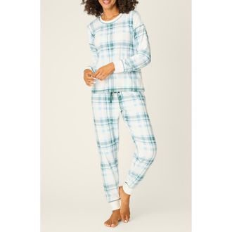 PJ Salvage Winter Land Plaid Thermal Velour Pajamas in Ivory at Nordstrom Rack, Size X-Large