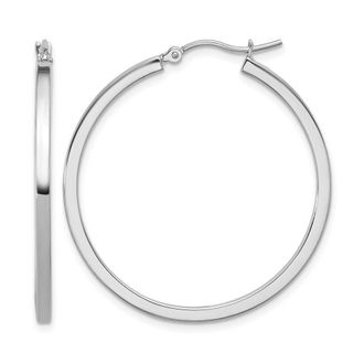 Diamond2Deal 10k Gold 2mm Square Tube Hoop Earrings