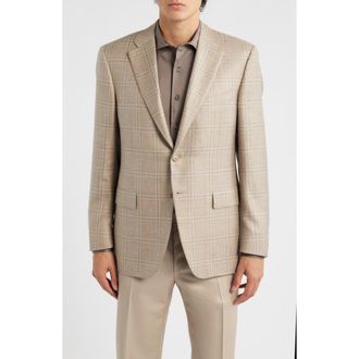 Canali Siena Regular Fit Beige Shadow Check Wool Blend Sport Coat at Nordstrom, Size 43 Us