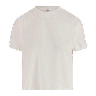 Versace T-Shirts, female, White, Size: XS Stretch Cotton T-Shirt with Logo