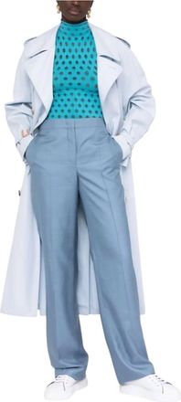 Ferragamo High Waisted Silk Trousers In Blue