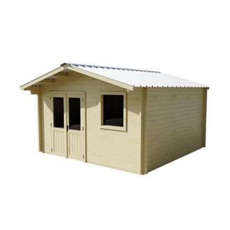 Foresta Caseta De Jard&iacute;n De Madera De Abeto De 400x400 Cm - Grosor De Pared: 42 Mm - Techo De Acero Galvanizado - Puerta De Cristal - Nax4040 Foresta