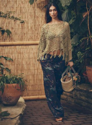 Icone Womens Printed drawstring-waist wide-leg pant