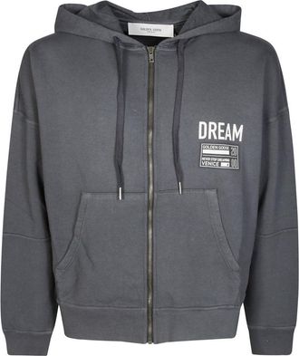 Golden Goose Hooded Sweatshirt With Logo Print And Oblique Pockets