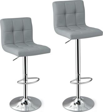 Costway Costway - Set of 2 Bar Stool pu Leather Counter Height Chair 360° Swivel Adjustable Height