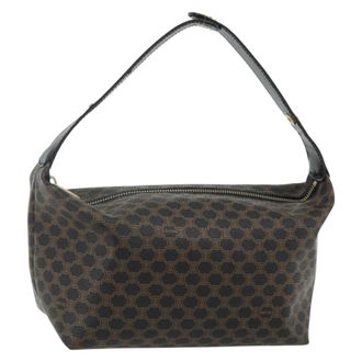 Celine Vintage Macadam Macadam Canva Vinyl Black Canvas Handbag (Pre-Owned)