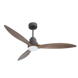 Purline Purline - Tenerife - Un Ventilateur Et Un Super Destratificateur Dc 132 Cm Gris Basalte Pales En Bois Sombre Lumi&egrave;re Led 25 &Agrave; 35 M&sup2;
