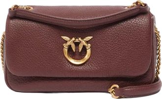 Pinko Brown Mini Love Click Soft Horizontal Leather Shoulder Bag
